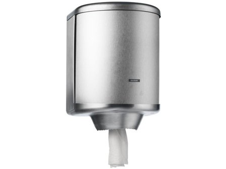 KATRIN Dispenser för handdukar, Centrummatad M, manuell, borstat rostfritt stål, silver - Lyreco - Städ och hygien - Toalettpapper och torkpapper - 