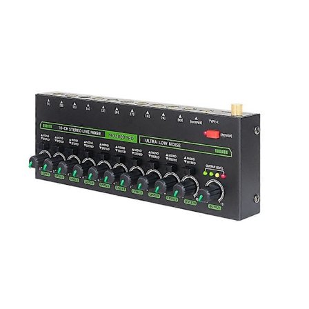 Professionel Audio Mixer 10 Kanal Stereo Mixer med RGB Lys & Ultra Lav Støj DC5V Nem Betjening EU Stik