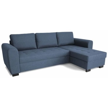Fast vendbar 4-personers hjørnesofa - Blåt stof - L245 x D150 x H86 cm - HAMILTON - Fremstillet i Ukraine