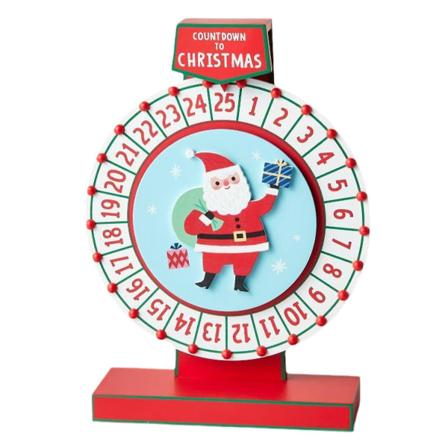 Joulupukin levysoitin koriste joulu Countdown adventtikalenteri pyörä koriste