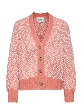 Barock Knit Cardigan Stickad Tröja Cardigan Rosa Second Female