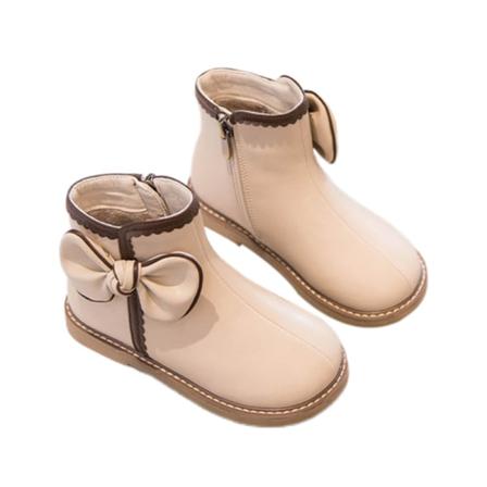 Girl Bowknot Princess Shoes Sido Dragkedja Varmfodrad Kort Bootie