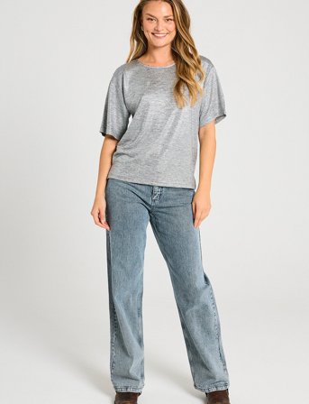 FREE/QUENT Fqsatina-Tee - Silver - XS