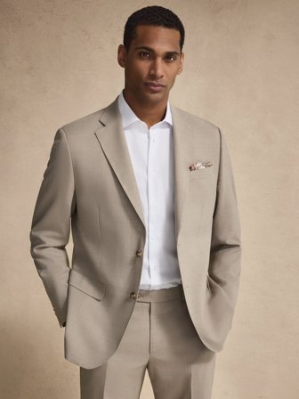 John Henric Men's Beiger Anzug Wollstretch Size