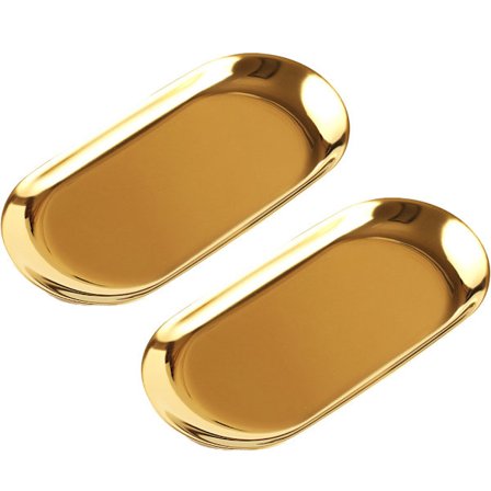 Dekorativ bricka i rostfritt stål, smyckesfat kosmetika