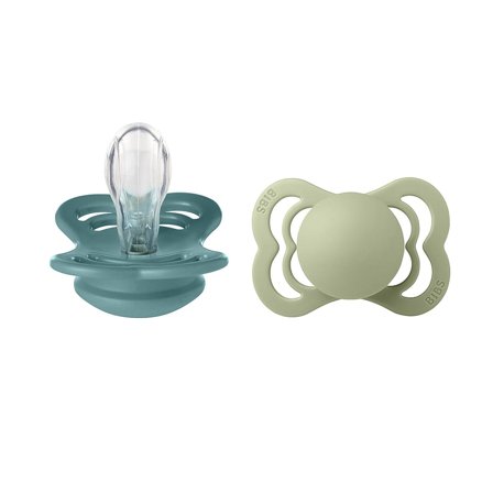 BIBS Pacifier Supreme 2 Pack Silicone Island Sea/Sage Size 1, Børn & Forældre, Sutter, Silikonesutter