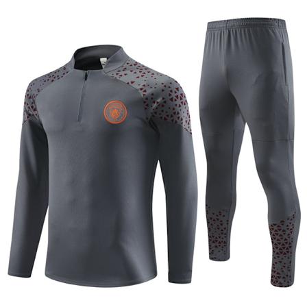 23-24 Manchester City Hjemmebanetrøje Nr. 17 De Bruyne Foden Nr. 9 Haaland Langærmet Sæt til Børn og Voksne mørkegrå dark grey dark grey dark grey L