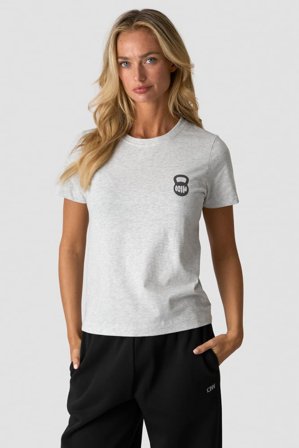 ICANIWILL - Everyday Cotton T-shirt Print Light Grey Melange - Damen - ICIW