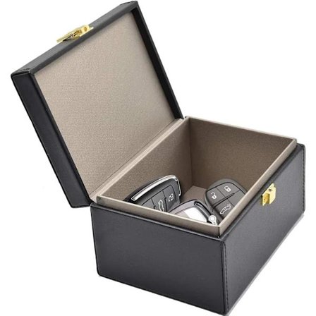 Avaimenperän suojakotelo Faraday-laatikko, suuri kapasiteetti, varkaudenestoinen auton avaimen RFID-laatikko, signaalin esto premium-nahalla, suojaava