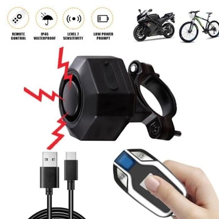 Vibrationsfølsom cykelalarm med fjernbetjening, med trådløs tyverisikringsbevægelsessensor 110 DB