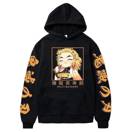 Demon Slayer printed huvtröja med framficka Japansk anime-relaterad PDA9398 M