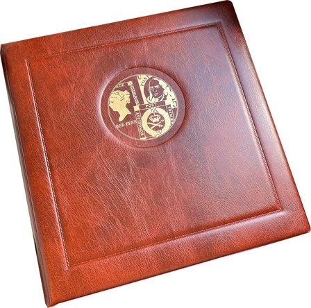 Album med frimærkemotiv med kassette - Rødbrun - Leuchtturm