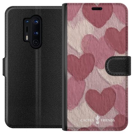 Kompatibel Tegnebogsetui til OnePlus OnePlus 8 Pro Cactus and Friends - Blush Paper Hearts