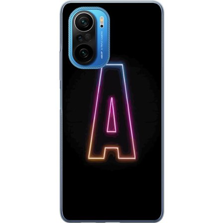 Kompatibel Mobilcover til Xiaomi Xiaomi Poco F3 Minimalistisk neonbogstav A i regnbuefarvet lys mod sort baggrund i moderne typografisk stil
