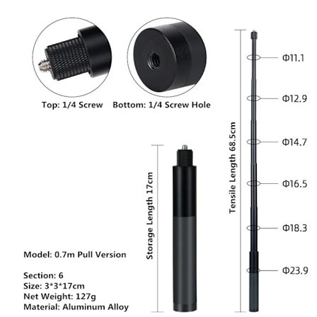 för Insta360 X5 X4 X3 Osynlig Selfiestick Förlängd Selfiestick för GoPro 13 12 DJI Action 5 4 3 Kamera Aluminiumlegering Stativ