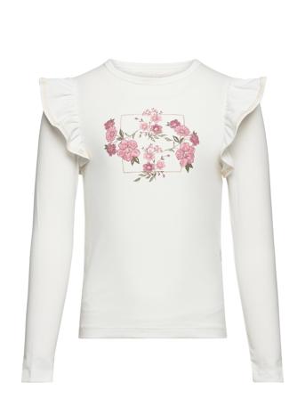 T-Shirt Ls T-shirts Long-sleeved T-shirts Hvit Creamie*Betinget Tilbud