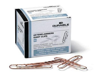 Durable Pappersklämmor, 77 mm, kopparbeläggning 100/fp - Lyreco - Kontorsmaterial > Till skrivbordet > Gem