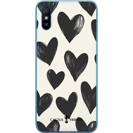 Kompatibel Mobilcover til Xiaomi Xiaomi Redmi 9AT Cactus and Friends - Bold Black Love Pattern