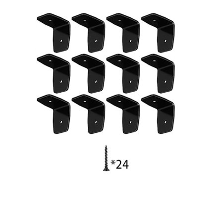 1.5x1.97in Balkfäste 12st Set - Svarta Metall L-fästen för Takbjälkar & Pergola Stöd
