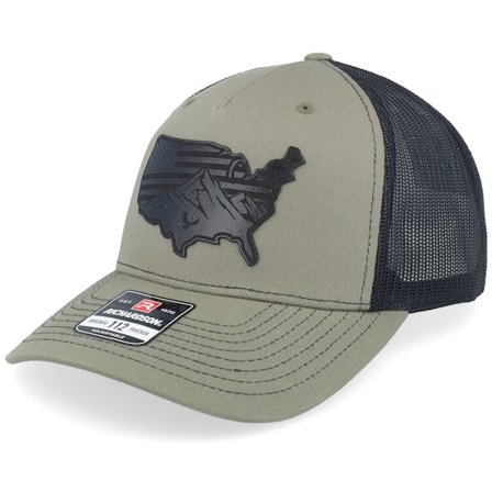 Iconic - Grønn trucker Caps - Usa Map Flag Black Patch Loden/Black Trucker @ Hatstore