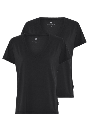 JBS of Denmark 2-pack Bambu, T-shirt V-neck, Svart Linnen Dam XS