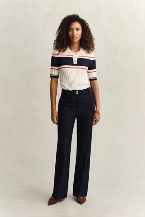 GANT Damen Nautical Hose mit ausgestelltem Bein (44) Marineblau