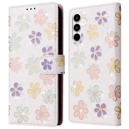 Samsung Galaxy A35 5G -nahkakotelo RFID-esto korttipaikoilla Puhelimen suojus - Colorful Flower