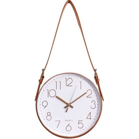Numerisk Väggklocka med läderbälte rosé