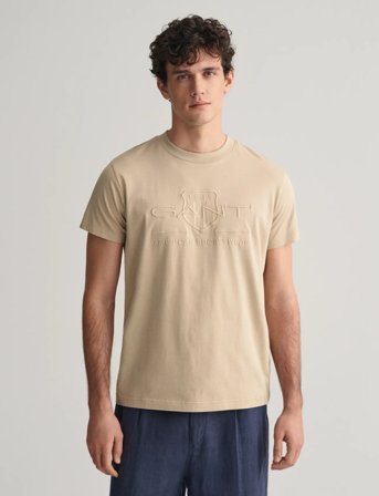 GANT Reg Tonal Shield Ss T-Shirt - Beige - L