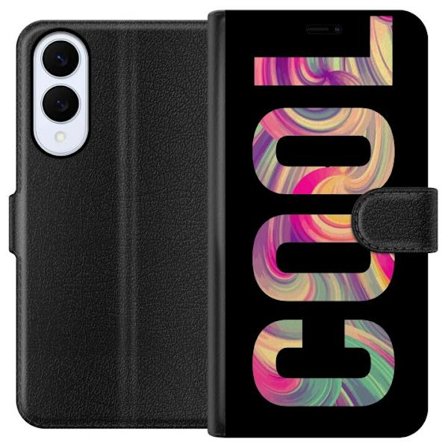 Kompatibel Tegnebogsetui til Samsung Samsung Galaxy S25 Edge Modern typografisk kunst med ordet LOVE i flydende regnbuefarver mod sort baggrund, der s