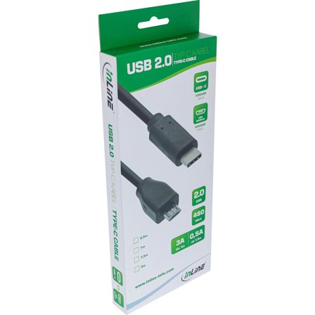 INLINE USB 2.0 Cable, Type C male to Micro-B male, black, 2m