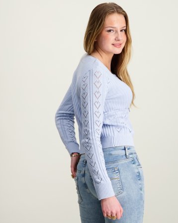 Abercrombie AFG BABYDOLL HEART STITCH SWEAT Blå Genser Jente - Kids Brand Store