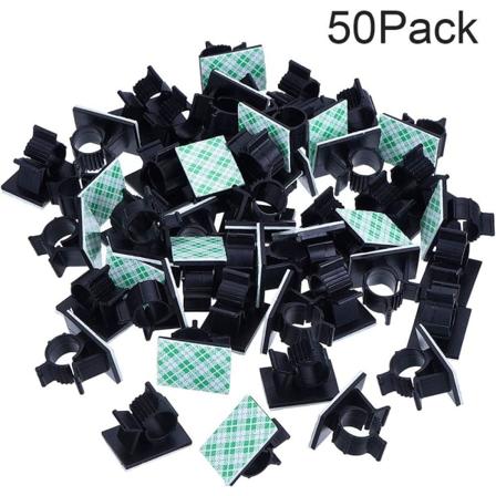 Mustat, 50 kpl Säädettävät Liima-kaapeliklipsit Nylon-kaapeli Solmu Langansidonta