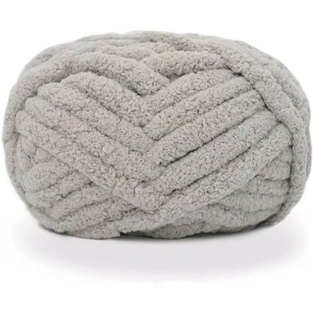 Tykt strikket chenillegarn til håndlavede tæpper Superblødt stort Jumbo-tæppegarn Grå[CO]