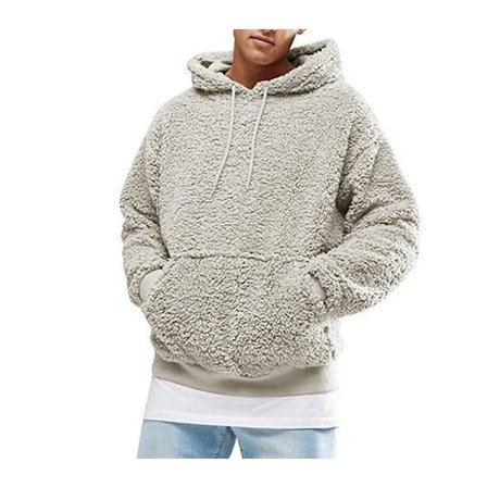 Fuzzy Hoodie Sweatshirt herr Mjuk fleecejacka