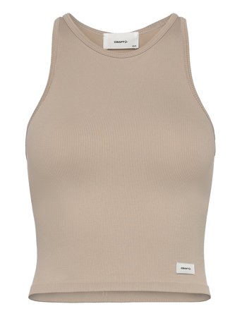 Collective Rib Tank Top W Beige Craft