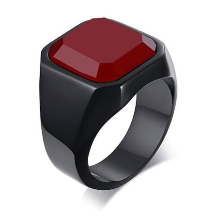 Mand Punk Rock Glat 316l Rustfrit Stål Cubic Zircon Ring Til Mænd Hip Hop Fest Mandlige Bryllupssmykker Black red