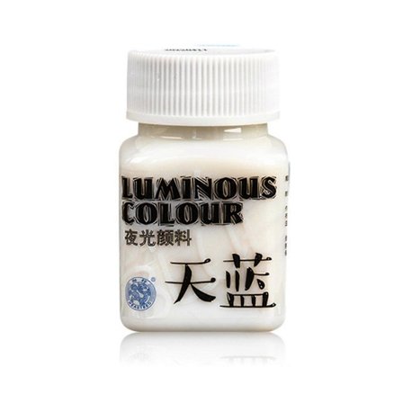 Pimeässä hohtava akryylimaali, fluoresoiva maali kankaalle, neonaskartelumaali, mustavalomaali, taidetarvikkeet aikuisille, taivaansininen