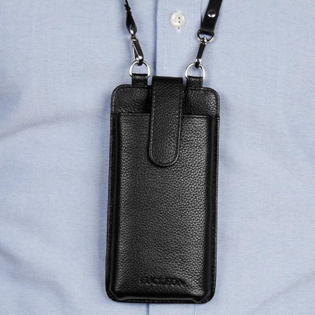 Combi porte-cartes et housse pour téléphone Lamont en cuir noir pour hommes - Porte-cartes - pour Hommes - Lucleon