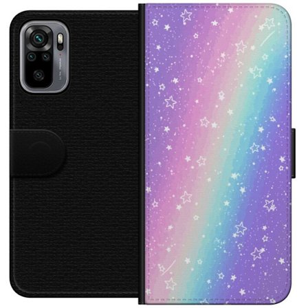 Kompatibel Tegnebogsetui til Xiaomi Redmi Note 10S Rainbow-farvet pastelbaggrund med hvide stjerner og glitrende prikker i blød overgang