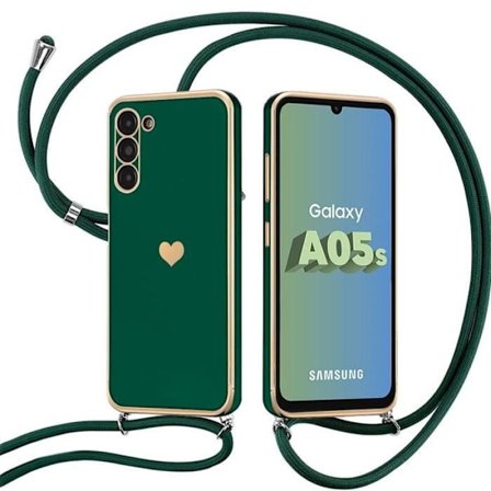 Coque - BOOLING - til Samsung Galaxy A05s - Stødabsorberende - Fleksibel TPU - Hjerte Motif - Nattens Grønne