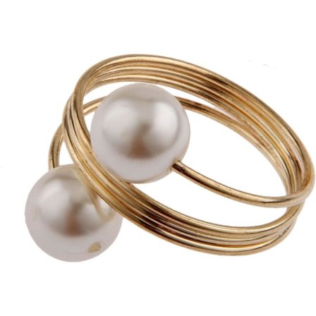 Sæt med 12 perleservietringe, bordfestdekoration, guldfarvede servietringe, Dia-4cm, perleservietholder til bryllupsmiddag jul