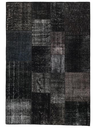 Patchwork Rug Hand Knotted 170X240 Black/Dark Grey Turkey