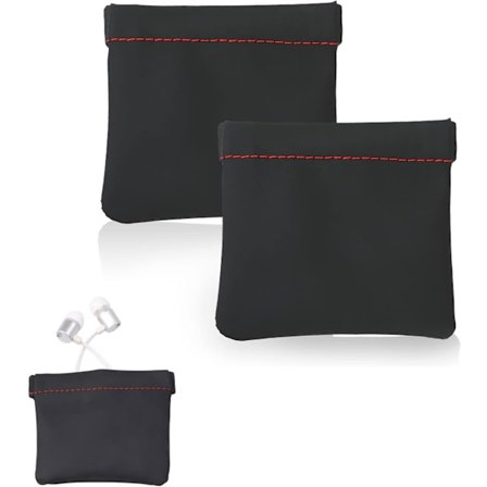 2-pakning Svart Øretelefonveske PU-Lær Hodetelefon Oppbevaringspose, Myk PU-Lærveske for Øretelefoner Mer Hodetelefonbeskyttelse