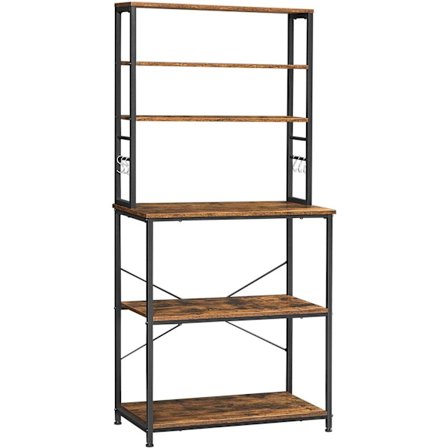 Rootz Køkkenskab - Køkkenstativ - 6 kroge - Metal - Industriel - Brun - Sort - 80 x 40 x 167 cm