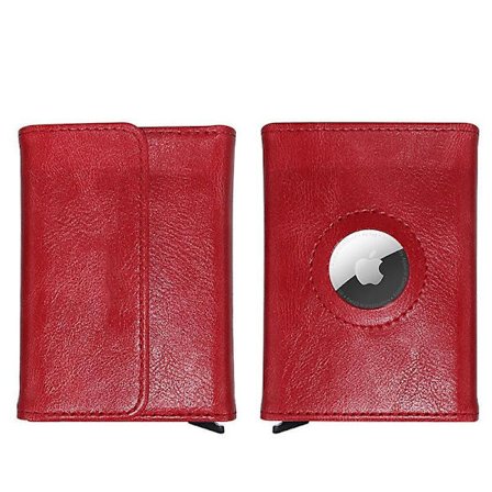 Airtag Wallet Case Pu Leather Credit Card Holder For Men Womenrfid Blocking,automatic Popup Mini Purse, Black