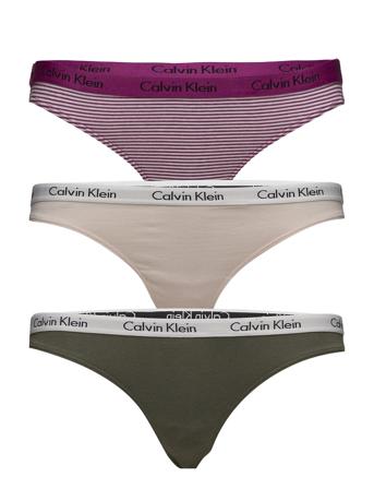 Thong 3Pk Stringtrosa Underkläder Multi/mönstrad Calvin Klein