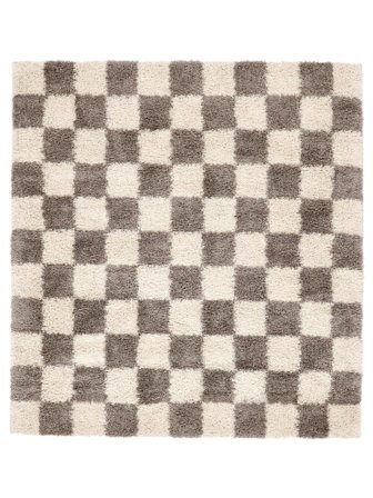 Carreaux Tapis Shaggy Chessie - Greige/Blanc Écru 200X200 Dans Le Style Scandinave
