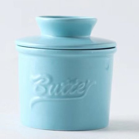 Keramisk Smørsmelter med Lokk Fransk Smørboks Beholder Bord Smøroppbevaring Myk Smørkrukke med Vannlinje Kjøkkenutstyr