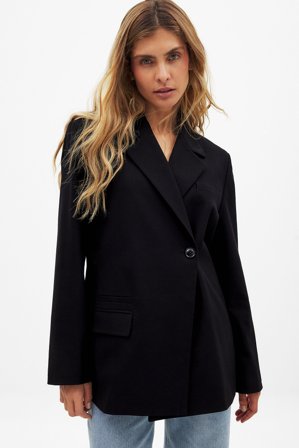 NA-KD taillierter Blazer mit Überlappung - Blazer - Schwarz - EU 36